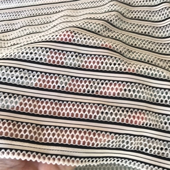 Forever 21 Black & White Stripe Mesh Holey Cropped Top - Picture 5 of 7